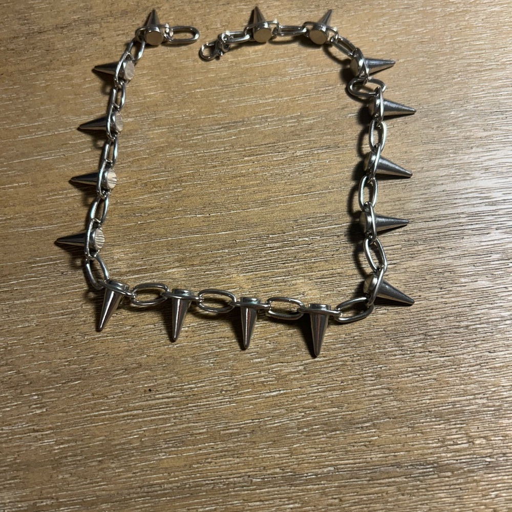 Silver Spike Chain Necklace